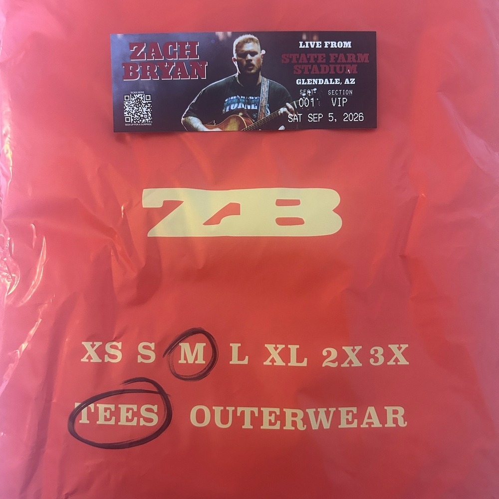 Zach Bryan Sealed Mystery Bag Heaven on Top Tour Glendale AZ 2026 Concert Mech